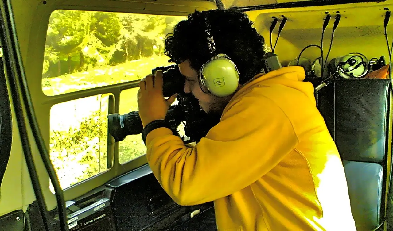 Filming from helicopter